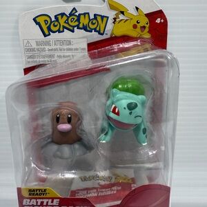 Pokémon Diglett & Bulbasaur Battle Ready Figure Set 2-Pack Jazwares 2" Figures